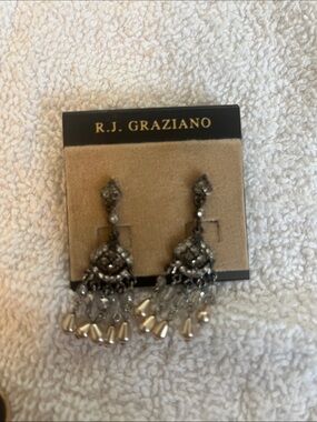 R.J. Graziano Silver-Tone Chandelier Earrings with Cream Pearl Drops